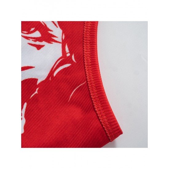  Summer 2024 Round Neck Figure Pattern Crop Tank