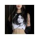  Summer 2024 Round Neck Figure Pattern Crop Tank
