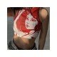  Summer 2024 Round Neck Figure Pattern Crop Tank
