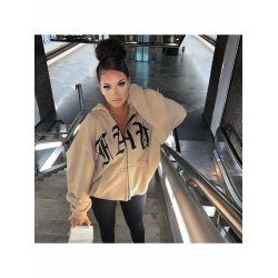  2024 Casual Loose Letter Hooded Women's Sweater
