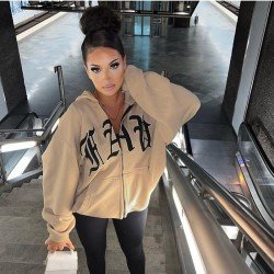  2024 Casual Loose Letter Hooded Women's Sweater
