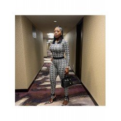 Fashion Tight Round Neck Printing Women's Jumpsuit  Fashion Tight Round Neck Printing Women's Jumpsuit