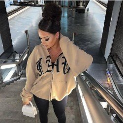  2024 Casual Loose Letter Hooded Women's Sweater