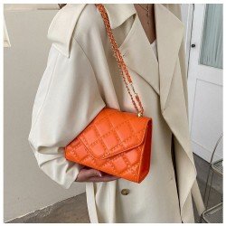  PU Rhombic Pattern Pure Color Shoulder Bags
