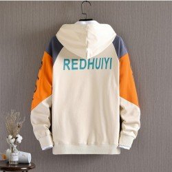 Street Casual Fashion Color Blocking Men Hooded Tops