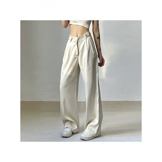 Trendy Solid Loose Straight Leg Trousers