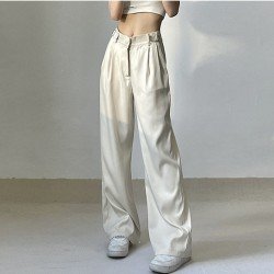 Trendy Solid Loose Straight Leg Trousers