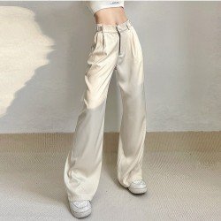 Trendy Solid Loose Straight Leg Trousers
