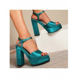 Pure Color Satin Peep-Toe Women's Platform Sandals  Pure Color Satin Peep-Toe Women's Platform Sandals