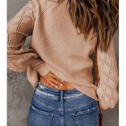  Autumn Loose V Neck Lantern Neck Women's Knitwear