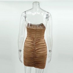 Sexy Ruched Strapless Short Dresses