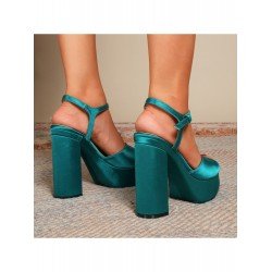 Pure Color Satin Peep-Toe Women's Platform Sandals  Pure Color Satin Peep-Toe Women's Platform Sandals