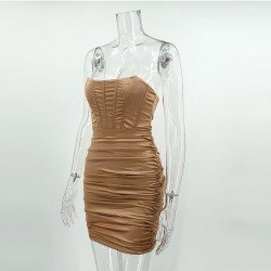 Sexy Ruched Strapless Short Dresses