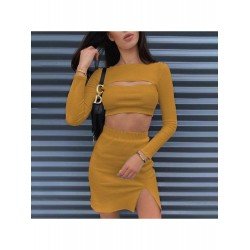 Women's Knitting Pure Color Hollowed Out Skirt Suit  Women's Knitting Pure Color Hollowed Out Skirt Suit