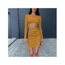 Women's Knitting Pure Color Hollowed Out Skirt Suit  Women's Knitting Pure Color Hollowed Out Skirt Suit