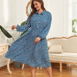 Casual Loose Puff Sleeve Long Sleeve Floral Dress