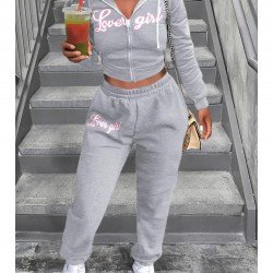  Casual Letter Printing Women's Trouser Two-Piece Set