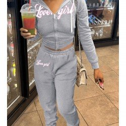  Casual Letter Printing Women's Trouser Two-Piece Set