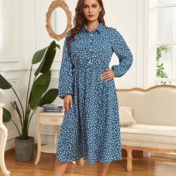 Casual Loose Puff Sleeve Long Sleeve Floral Dress