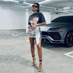  Summer Silver Fashion Snake Print Strappy Skirt