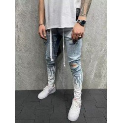 Fashion Contrast Color Flame Ripped Men's Jeans  Fashion Contrast Color Flame Ripped Men's Jeans