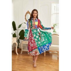 Vacation Paisley Printed Color Blocking Long Sleeve Shirt Dress Vacation Paisley Printed Color Blocking Long Sleeve Shirt Dress