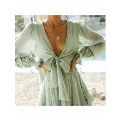 Fall V Neck Ruffles Chiffon Short Dress Fall V Neck Ruffles Chiffon Short Dress