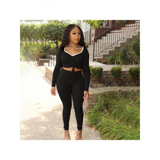  2024 Crop Top And Skinny Trouser Women's Set