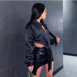  2024 Autumn Black Irregular Women's Shirts