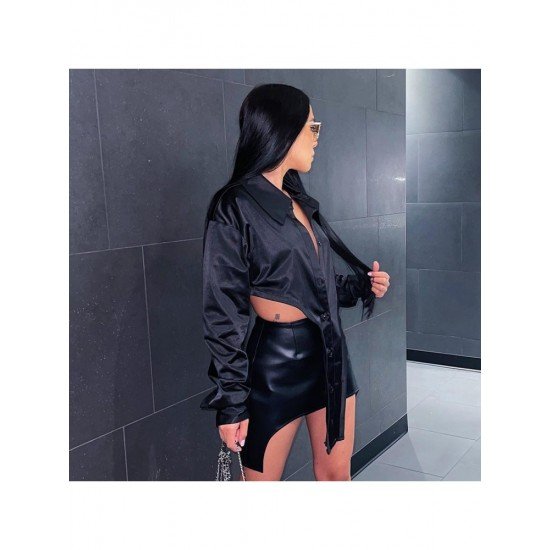  2024 Autumn Black Irregular Women's Shirts