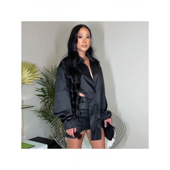  2024 Autumn Black Irregular Women's Shirts
