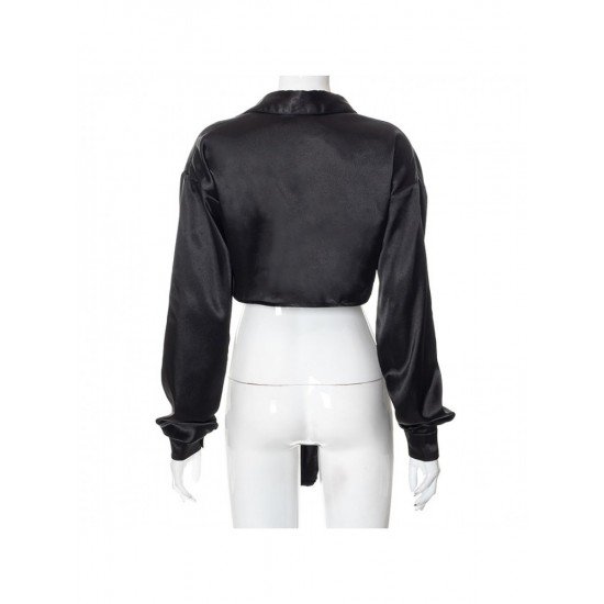  2024 Autumn Black Irregular Women's Shirts