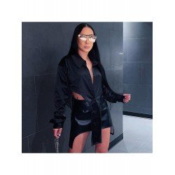  2024 Autumn Black Irregular Women's Shirts