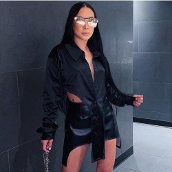  2024 Autumn Black Irregular Women's Shirts