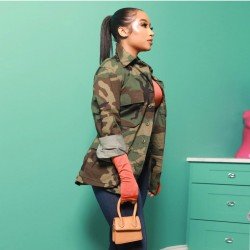  Fashion Casual Camouflage Turndown Neck Women's Coats