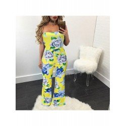 Sexy Backless Strapless Flower Printing Women's Jumpsuits  Sexy Backless Strapless Flower Printing Women's Jumpsuits
