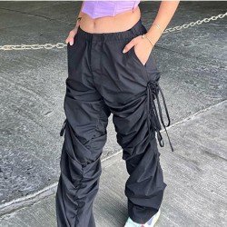 2024 Casual Ruched Pure Color Overalls Pants