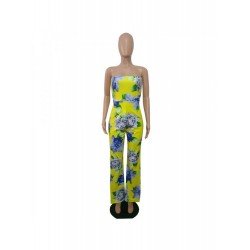 Sexy Backless Strapless Flower Printing Women's Jumpsuits  Sexy Backless Strapless Flower Printing Women's Jumpsuits