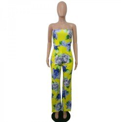  Sexy Backless Strapless Flower Printing Women's Jumpsuits