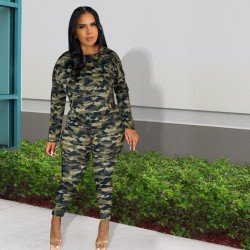  Camouflage Casual Matching 2 Piece Trouser T Shirt Sets