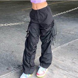 2024 Casual Ruched Pure Color Overalls Pants