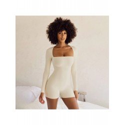 Square Neck Long Sleeve Skinny Rompers