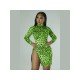 Sexy Leopard Print Zipper Women's Long Sleeve Dress