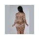 Sexy Leopard Print Zipper Women's Long Sleeve Dress
