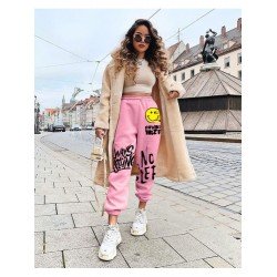 Spring Printed Elastic Waist Sports Trousers