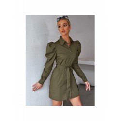 Stylish Solid Gigot Sleeve Long Sleeve Shirt Dress Stylish Solid Gigot Sleeve Long Sleeve Shirt Dress