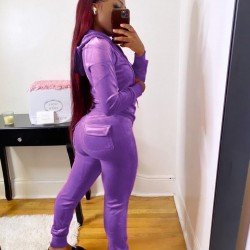  Casual Korean Velvet Pure Color Trouser Suits