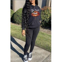 Casual Printing Hooded Women's Trouser Set  Casual Printing Hooded Women's Trouser Set