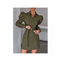 Stylish Solid Gigot Sleeve Long Sleeve Shirt Dress Stylish Solid Gigot Sleeve Long Sleeve Shirt Dress