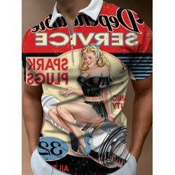 Street Quarter-zip Printed Polo Shirts For Men Street Quarter-zip Printed Polo Shirts For Men